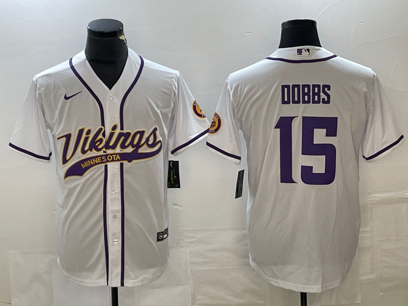 Men's Minnesota Vikings Joshua Dobbs #15 White Jersey Joint Edition